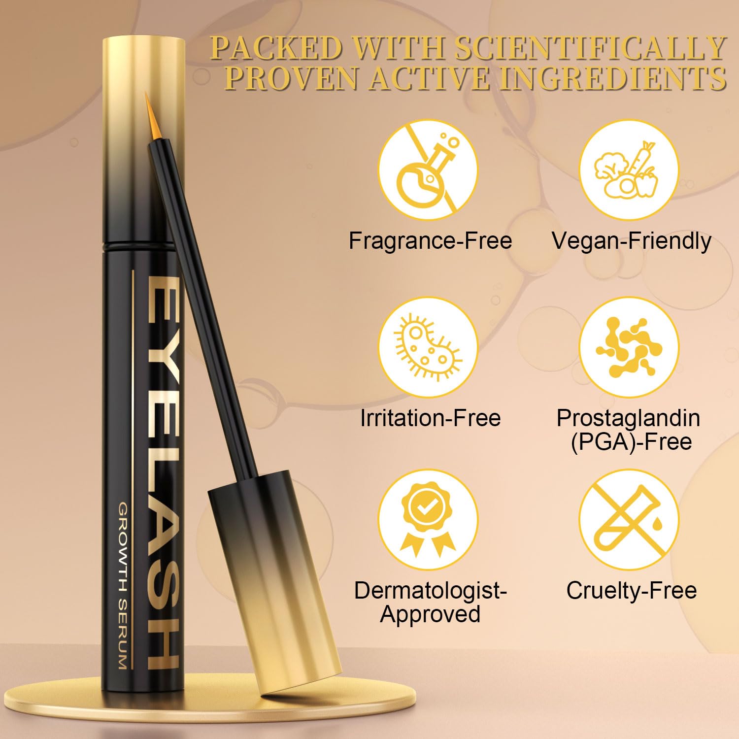 Tistees lash serum being applied at lash base demonstrates precise, simple nightly regimen.