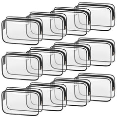 TISRATOK clear makeup bag with zipper front view for quick travel access.