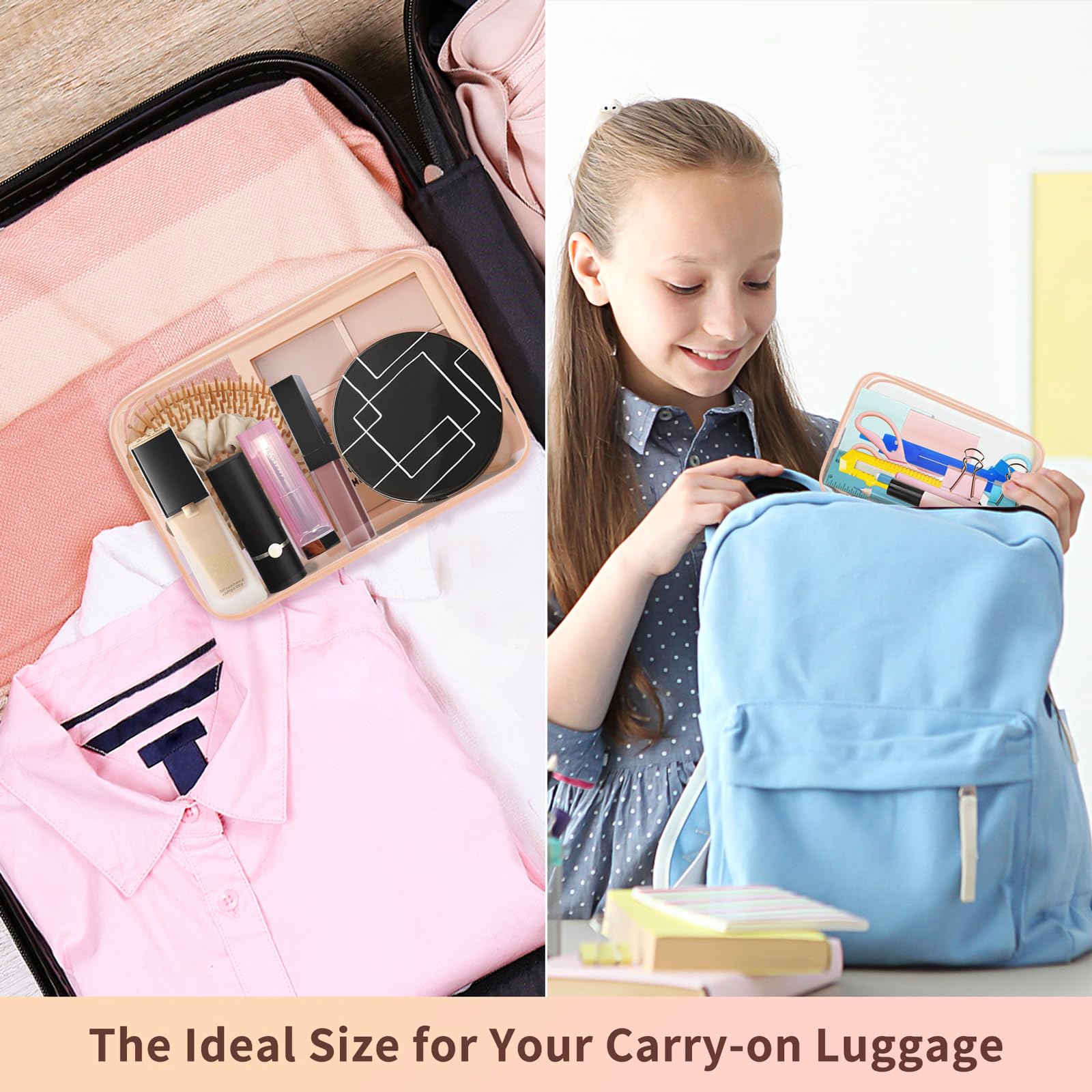TISRATOK orange-pink medium makeup bag adds color and portability
