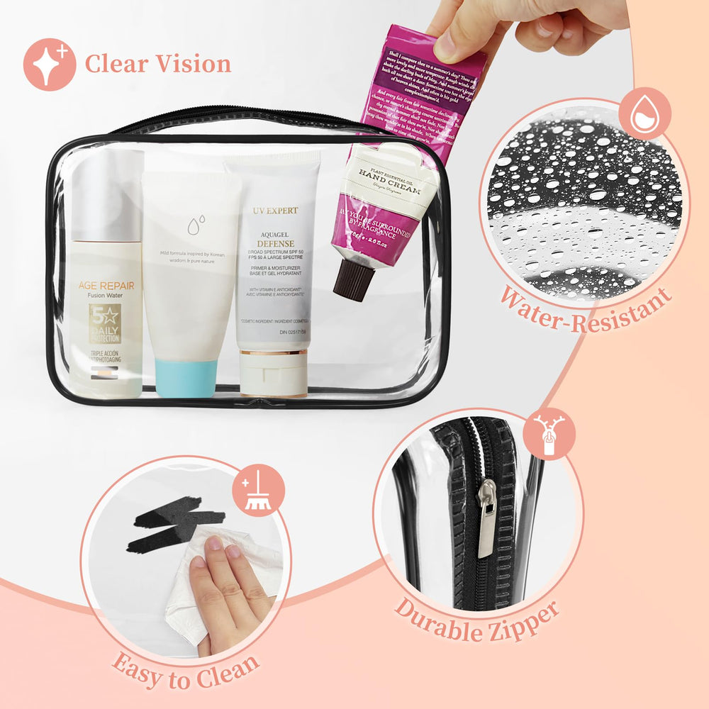 TISRATOK sturdy zipper cosmetic pouch stays sealed during transit.