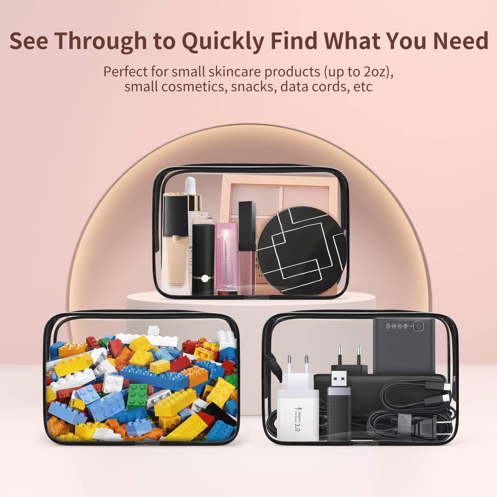 TISRATOK water-resistant PVC makeup bag protects items during splashes.