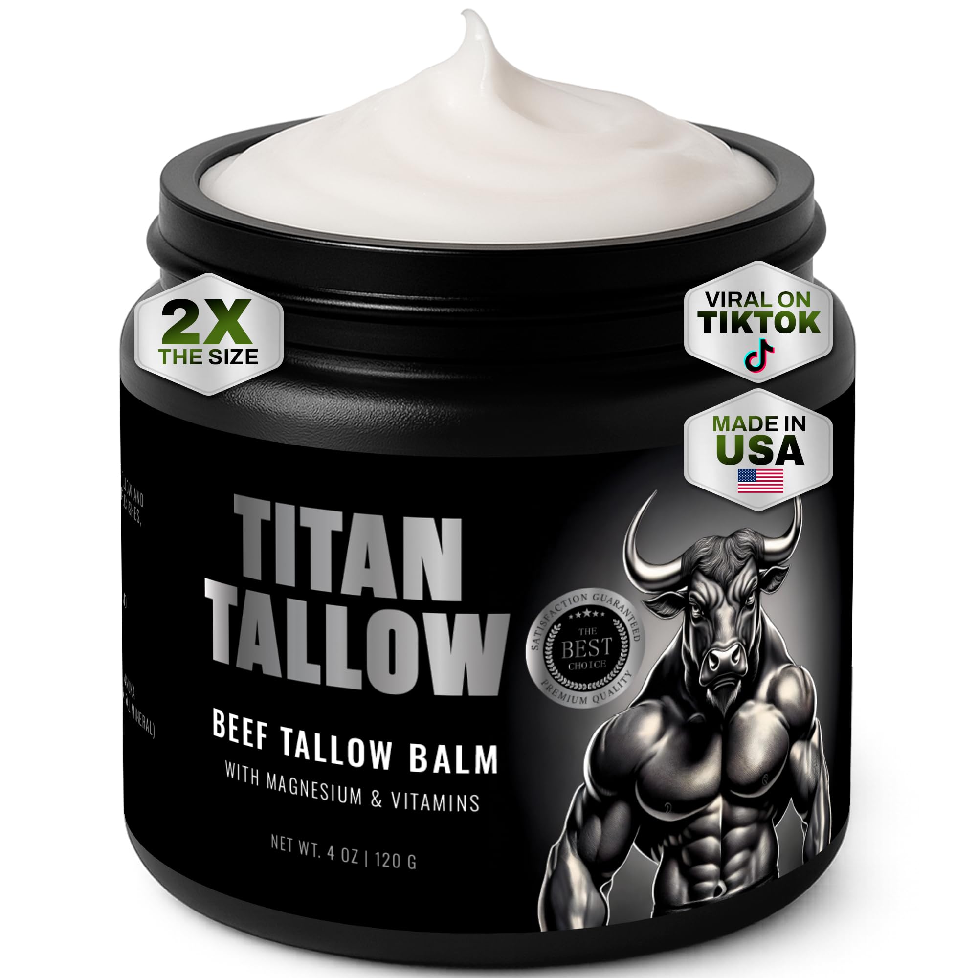 Titan Tallow beef tallow balm jar delivers rich moisture for smooth skin.