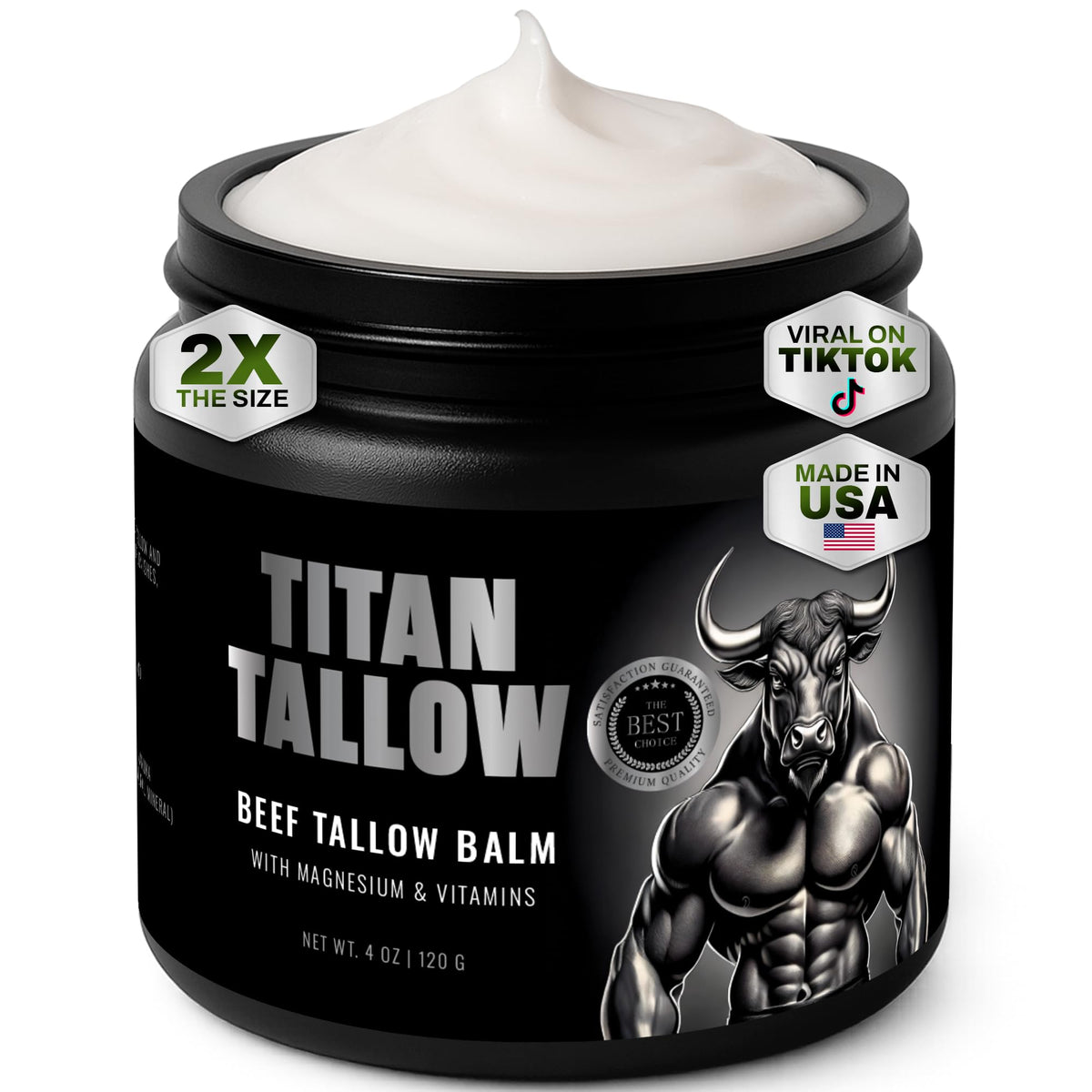 Titan Tallow beef tallow balm jar delivers rich moisture for smooth skin.
