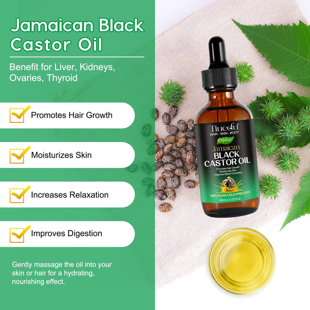 Tiuedu Jamaican Black Castor Oil eyebrow-lashes nourishment supports conditioning and growth.
