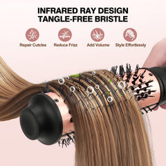 Tiwiche Thermal Brush Set on towel-dried hair showing quick styling versatility
