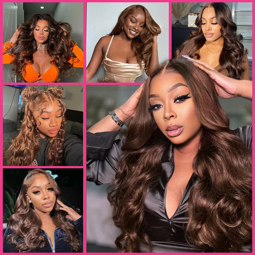 Tiwugi chocolate brown lace front wig 180 density creates full appearance.