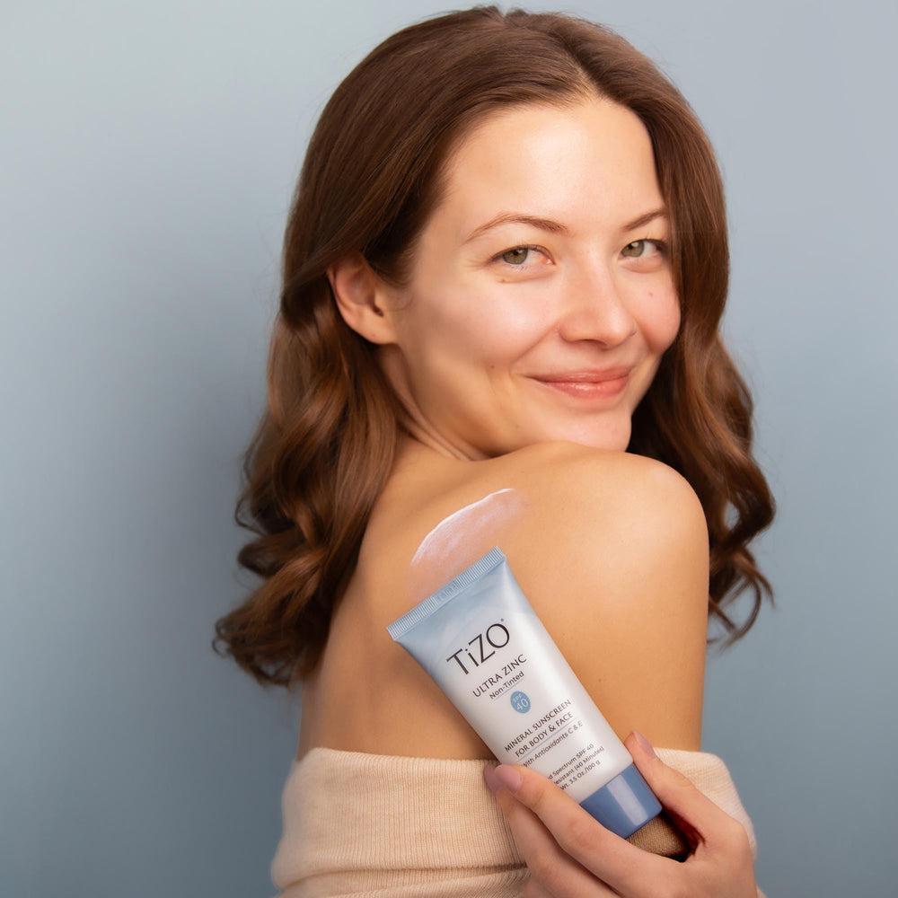 TIZO Ultra Zinc applied on face and body provides broad-spectrum protection for all skin types
