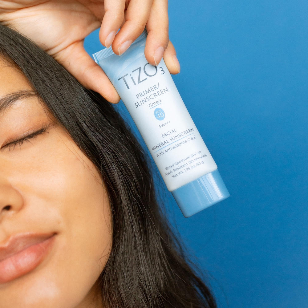 TiZO3 sheer-tint on skin delivering a matte finish suitable for makeup.