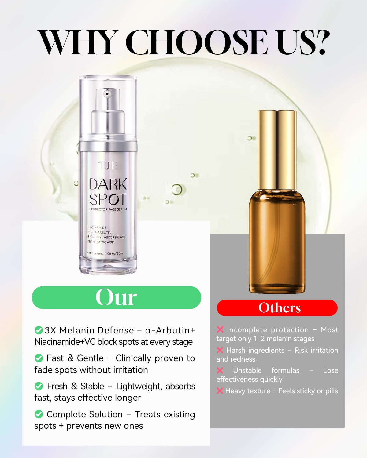 TJE dark spot serum at night routine setup for overnight care.