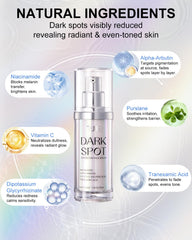 TJE dark spot serum on-hand demonstrates compact packaging for on-the-go use.