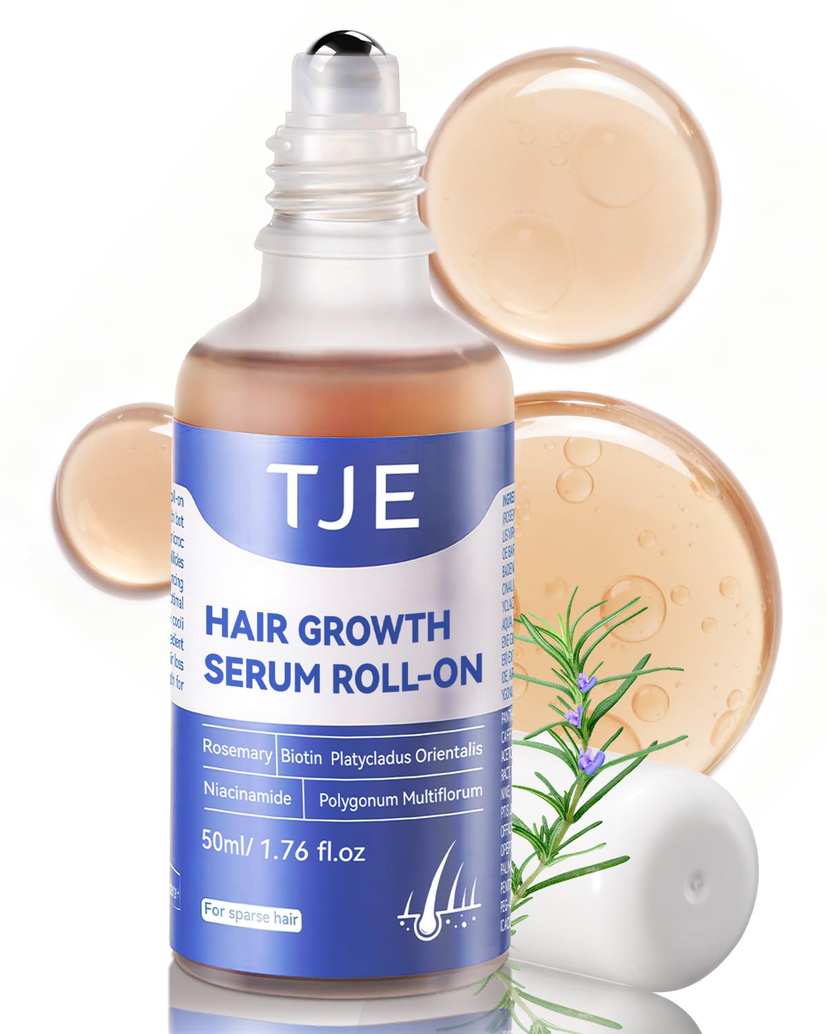TJE Hair Growth Serum Roll On bottle ready for daily scalp nourishment.