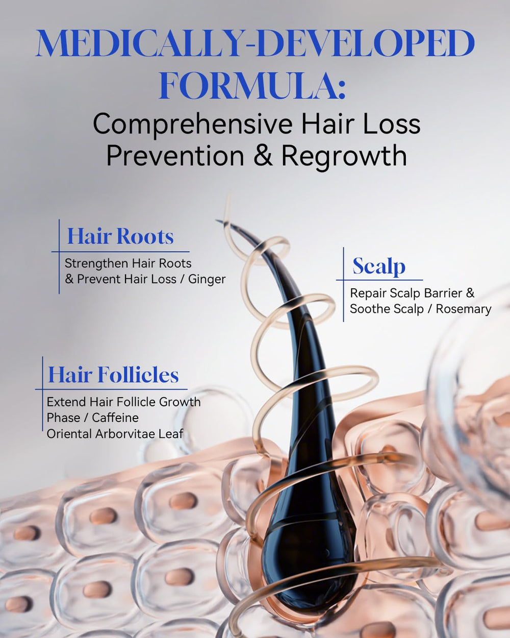 TJE Hair Growth Serum Roll On nozzle closeup demonstrates precise, mess-free application.