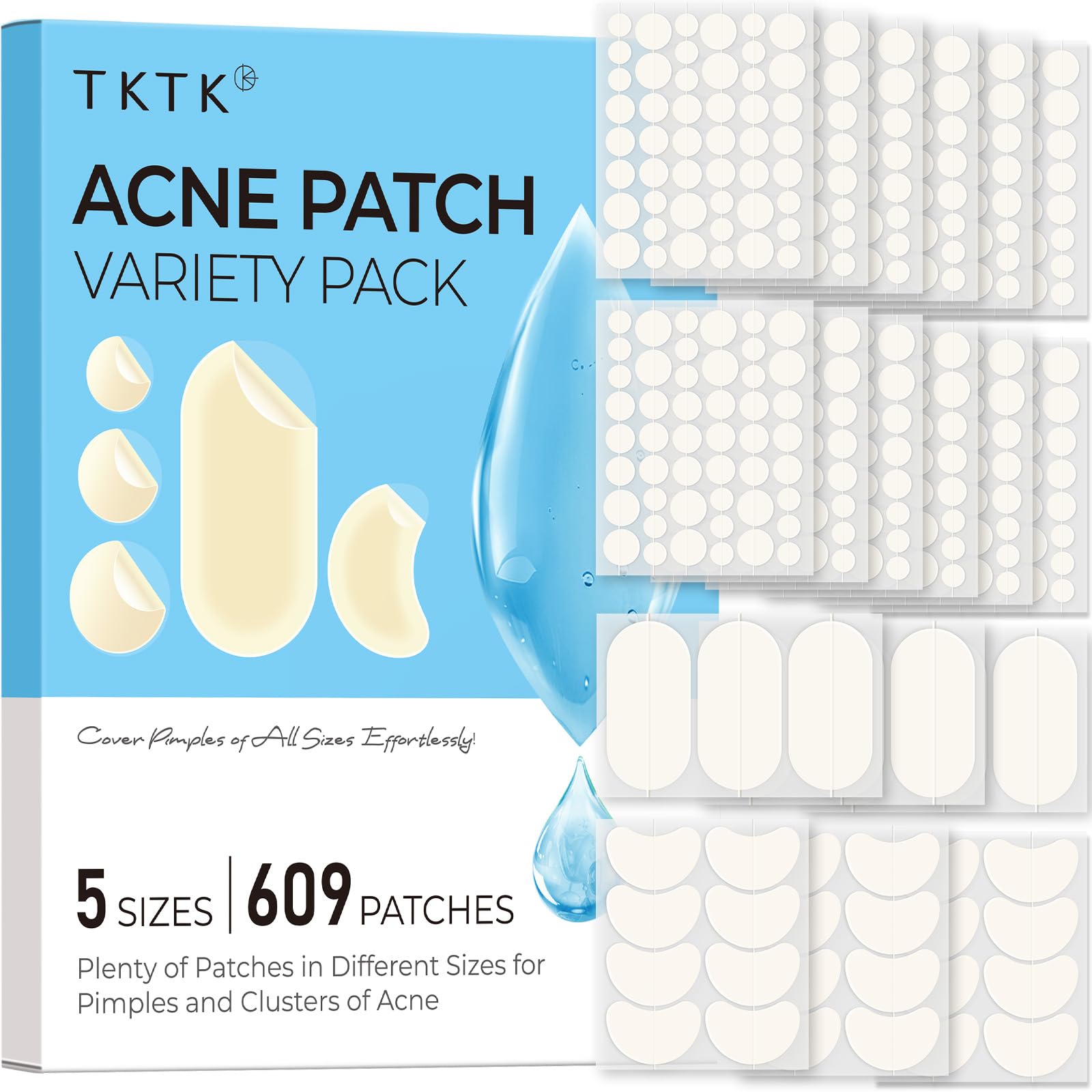 TKTK 609-count pimple patches packaging hero showcasing bulk value for daily care