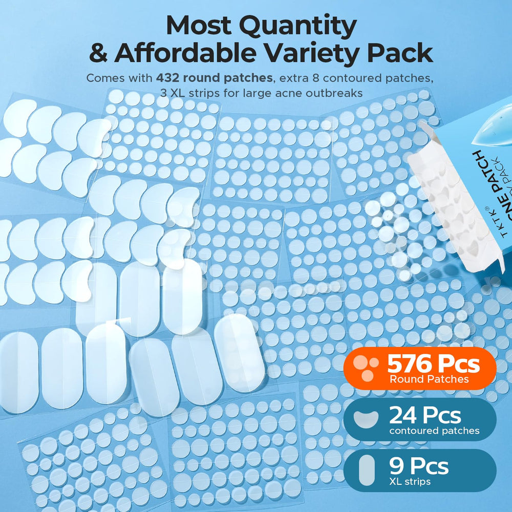 TKTK 609-count pimple patches variety sizes highlights fit for all blemishes