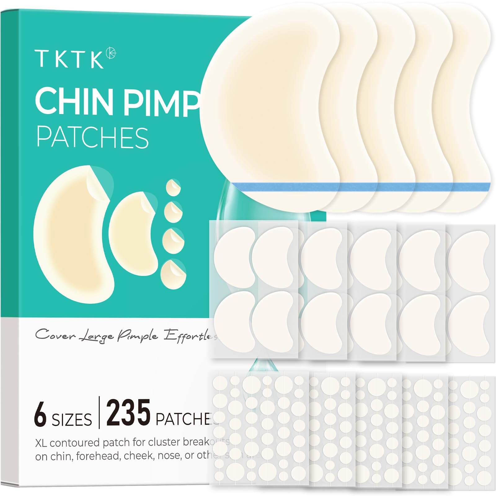 TKTK chin patches collage showing 265 patches for versatile coverage.