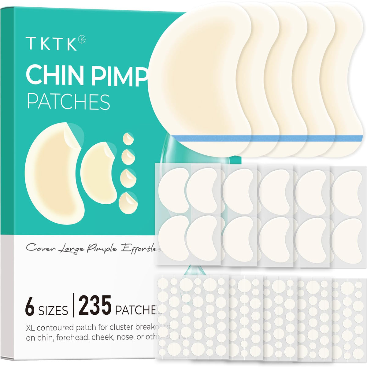 TKTK chin patches collage showing 265 patches for versatile coverage.