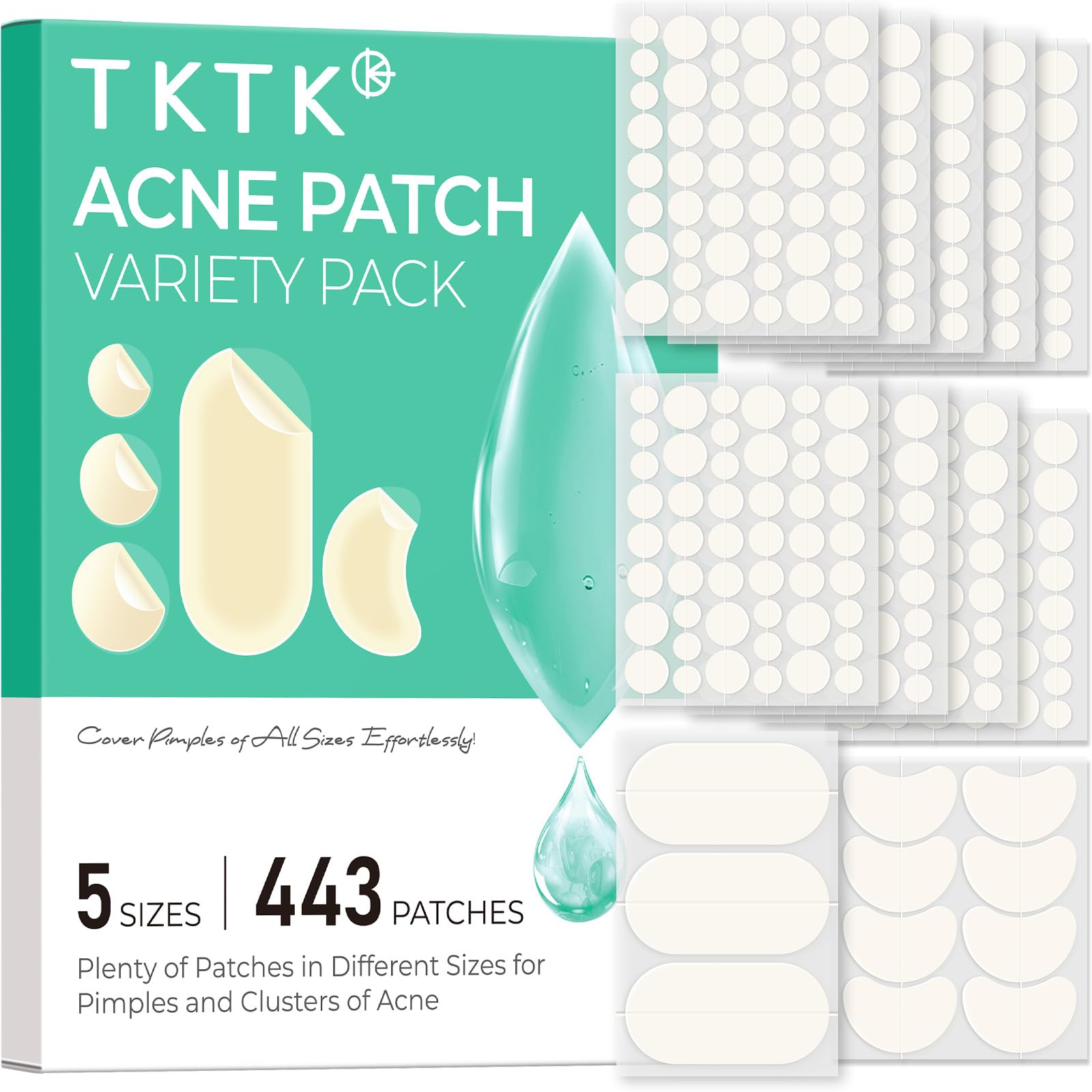 TKTK front packaging showing 443-count bulk value and size variety benefit