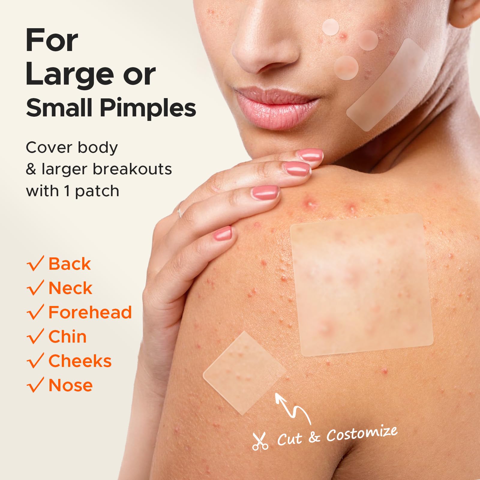 TKTK Large Pimple Patches 8mm patch on skin compact option for tiny pimples.