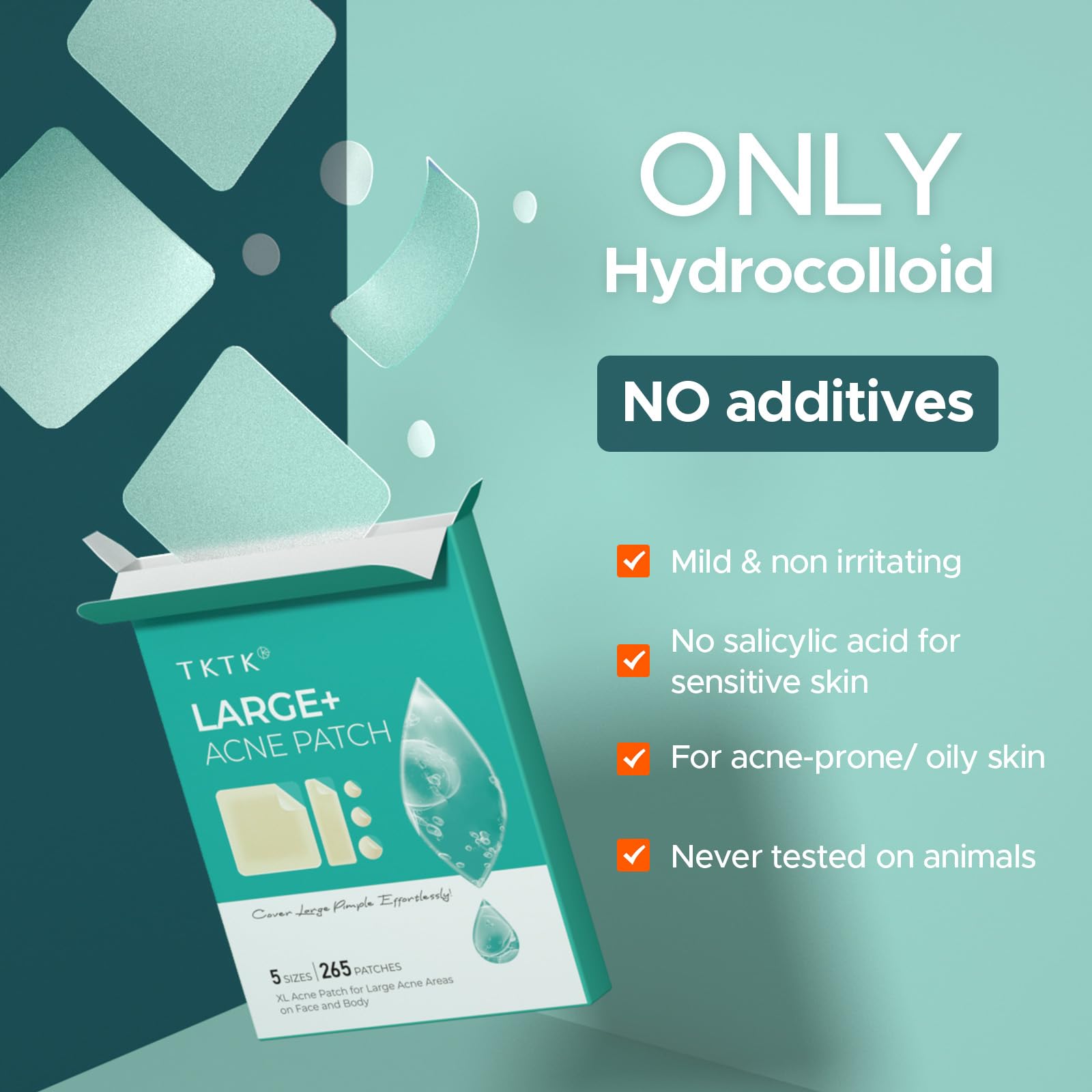 TKTK Large Pimple Patches individually packaged for hygienic, on-the-go application.
