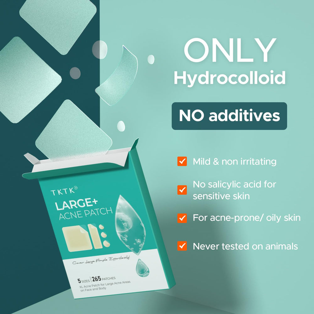 TKTK Large Pimple Patches individually packaged for hygienic, on-the-go application.