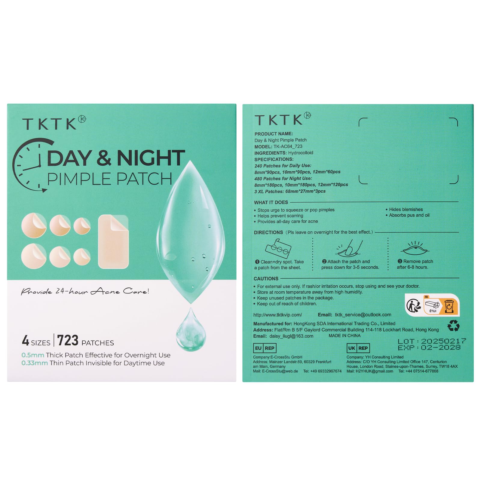 TKTK fragrance-free hydrocolloid patch suitable for sensitive skin.