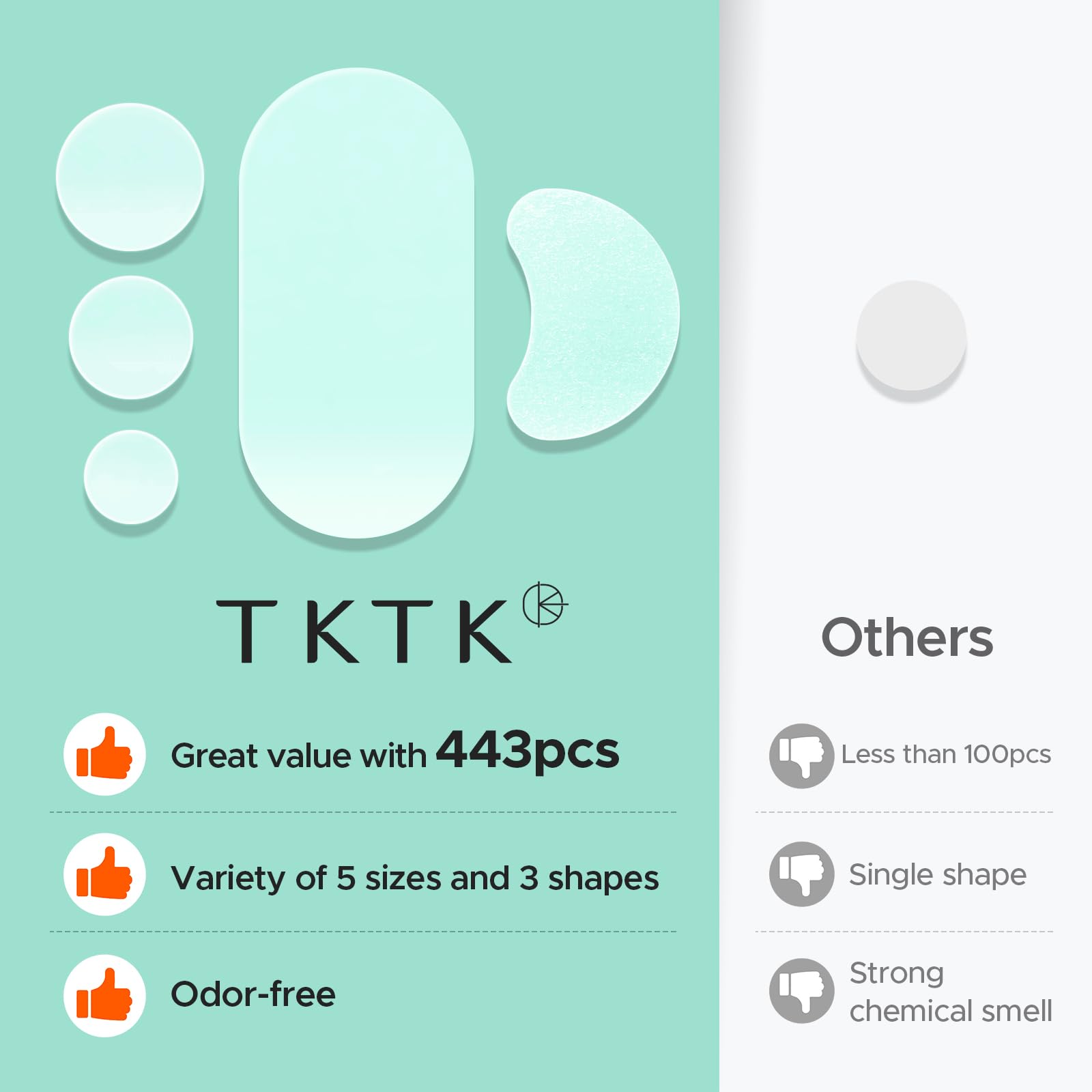 TKTK patch held in hand for scale showing patch dimensions and fit