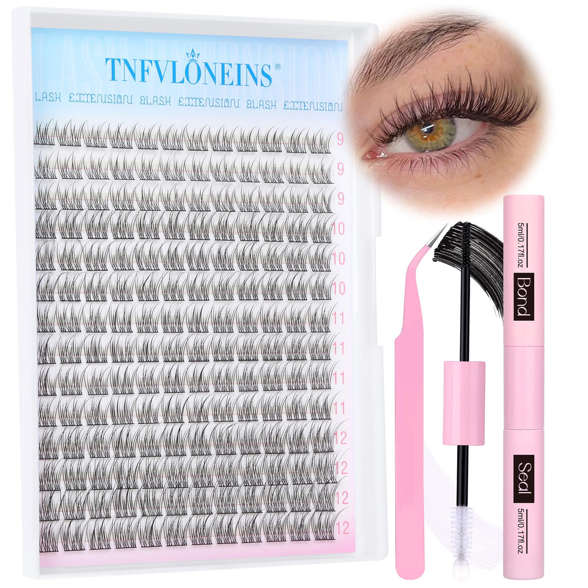 TNFVLONEINS lash kit natural clusters 168pcs for daily natural lash enhancement.