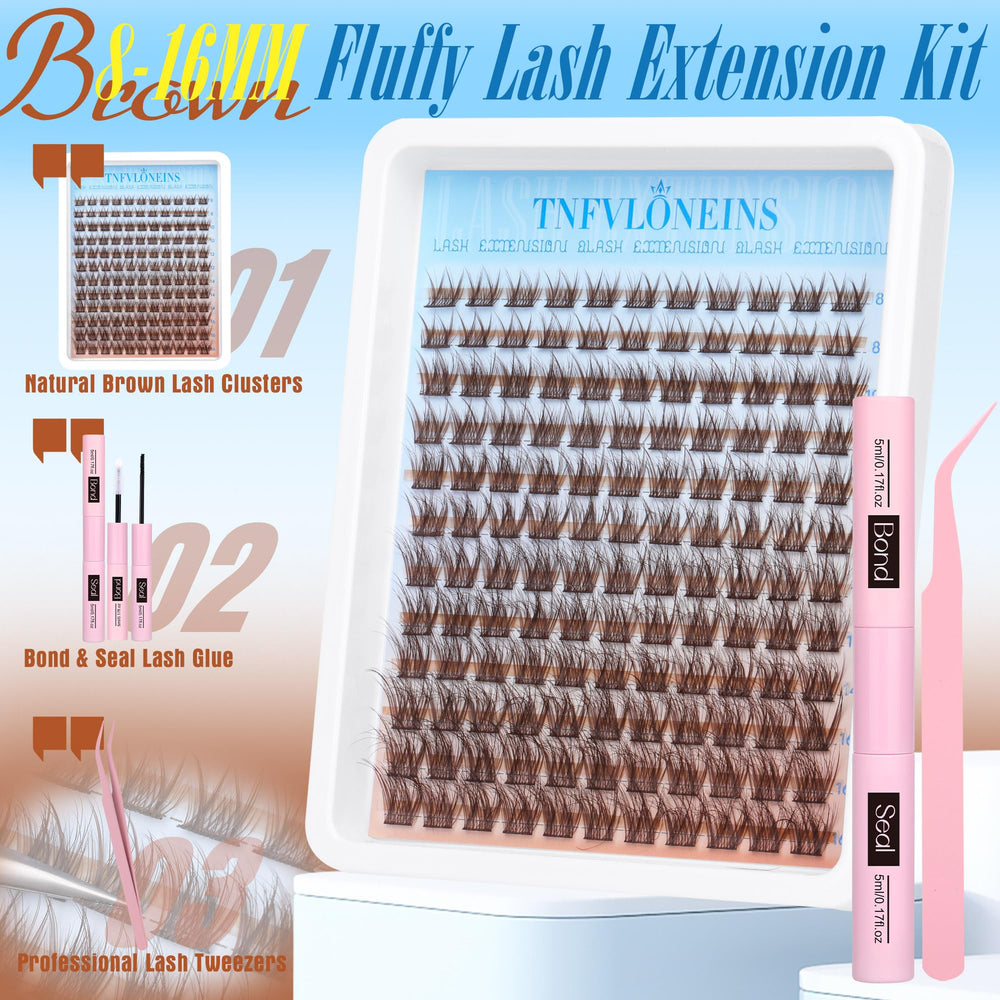 TNFVLONEINS brown lash clusters kit – DIY home beauty routine made simple.