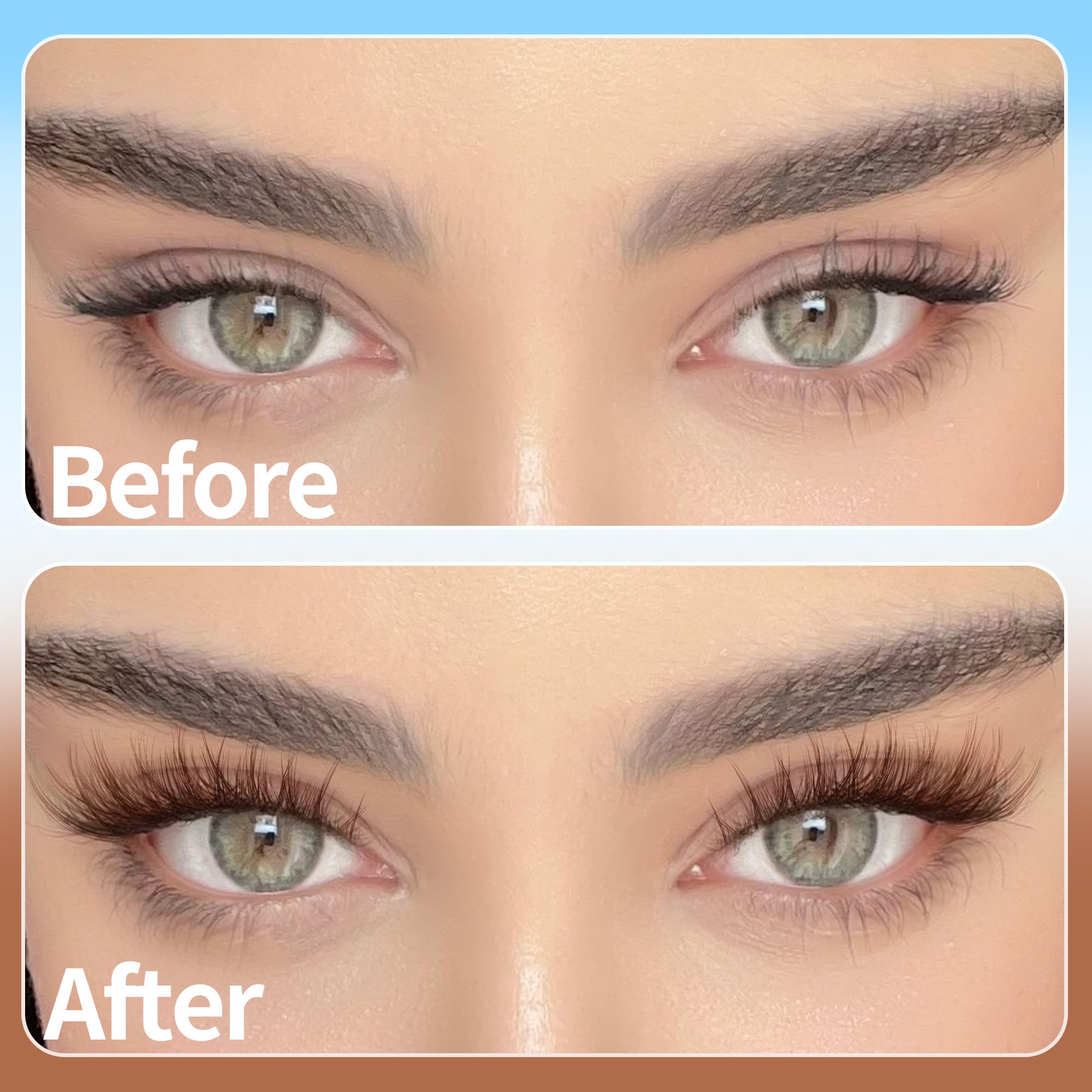 TNFVLONEINS brown lash clusters kit – varied lengths 8-16mm for customized styles.
