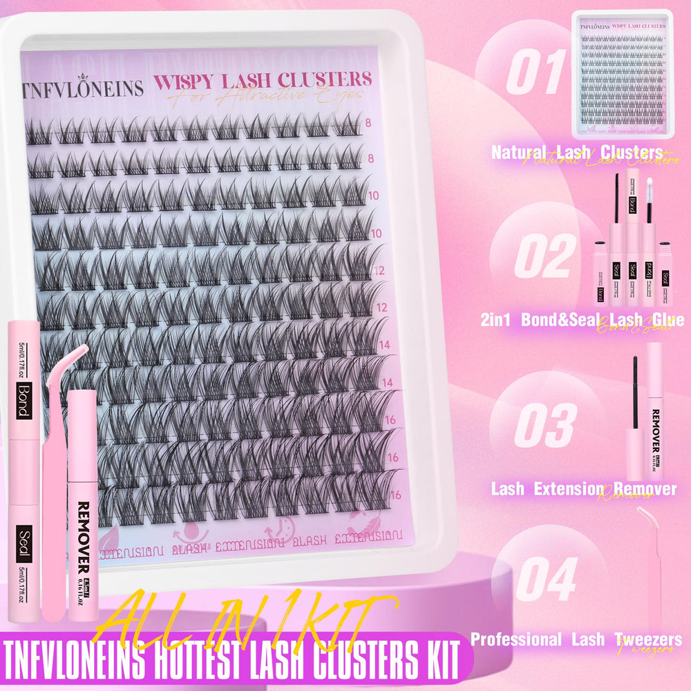 TNFVLONEINS wispy lash clusters 8-16mm for customizable styles.