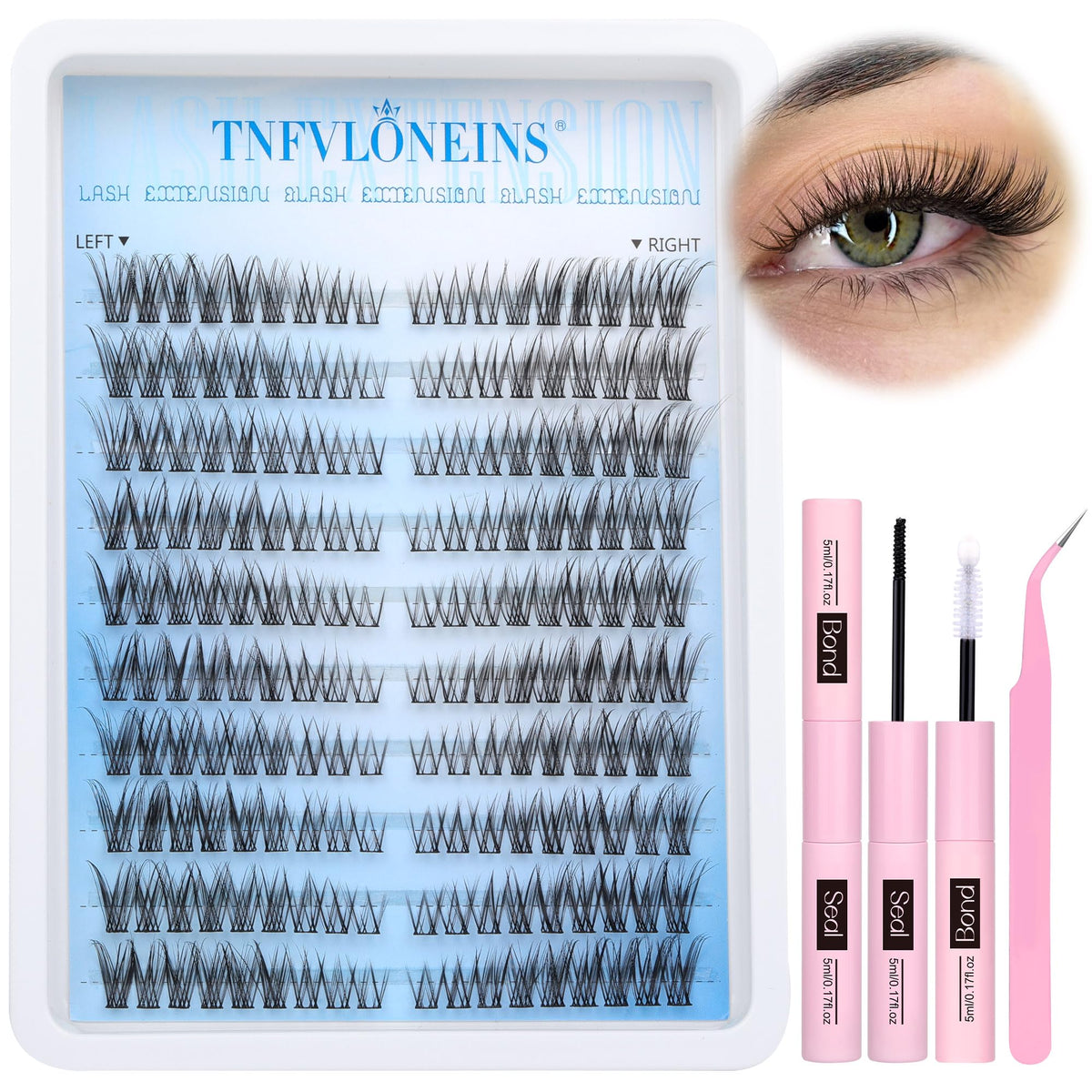 TNFVLONEINS left-right lash extension kit enables at-home salon-quality lashes