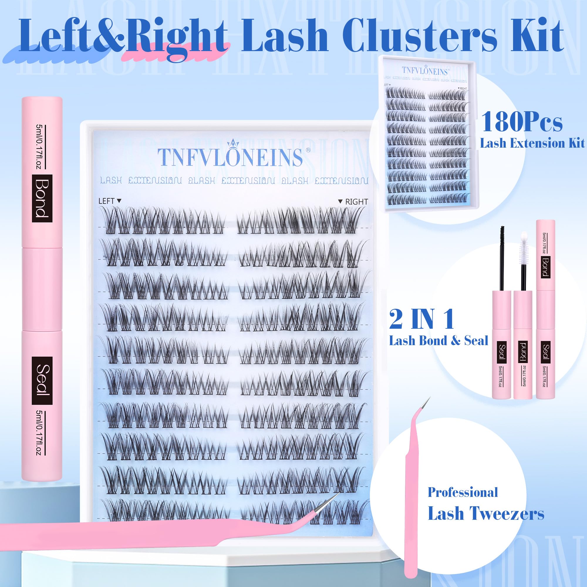 TNFVLONEINS natural lash clusters close-up highlighting lightweight comfort.