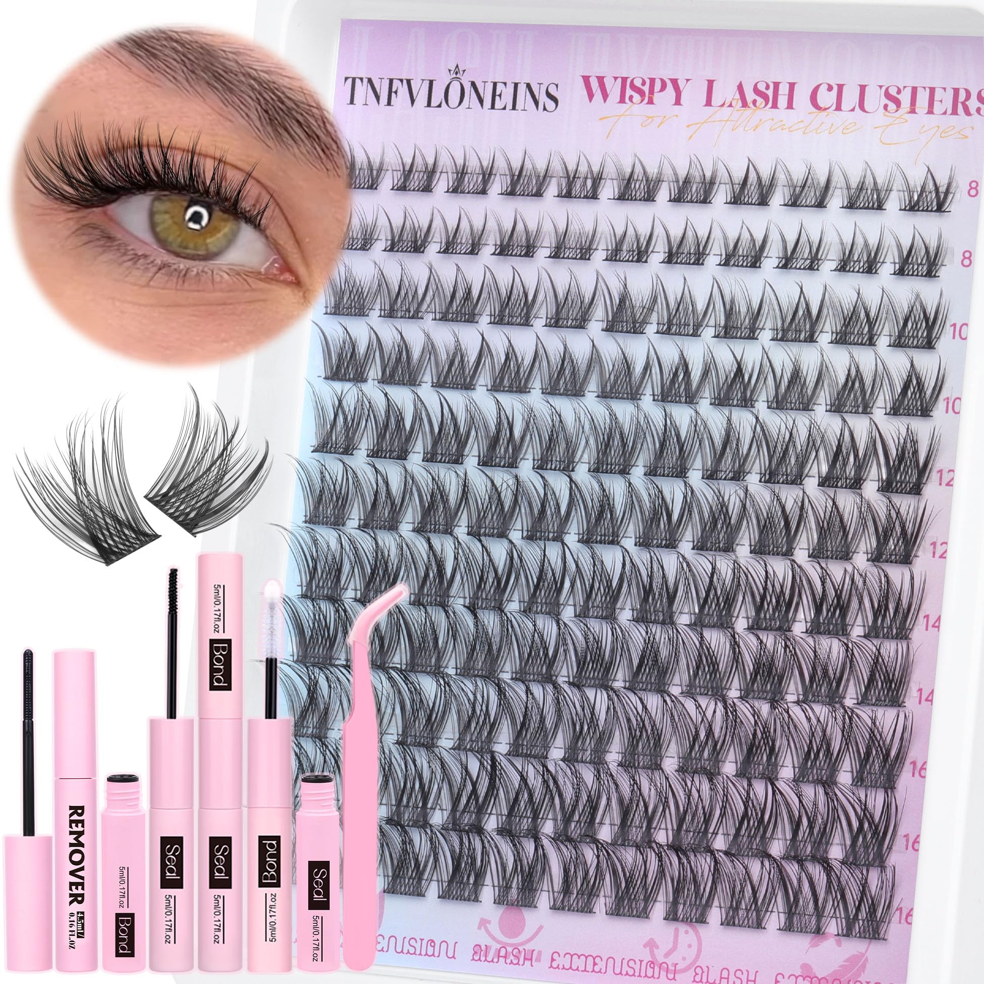 TNFVLONEINS natural lash clusters kit box—comprehensive DIY lash kit.