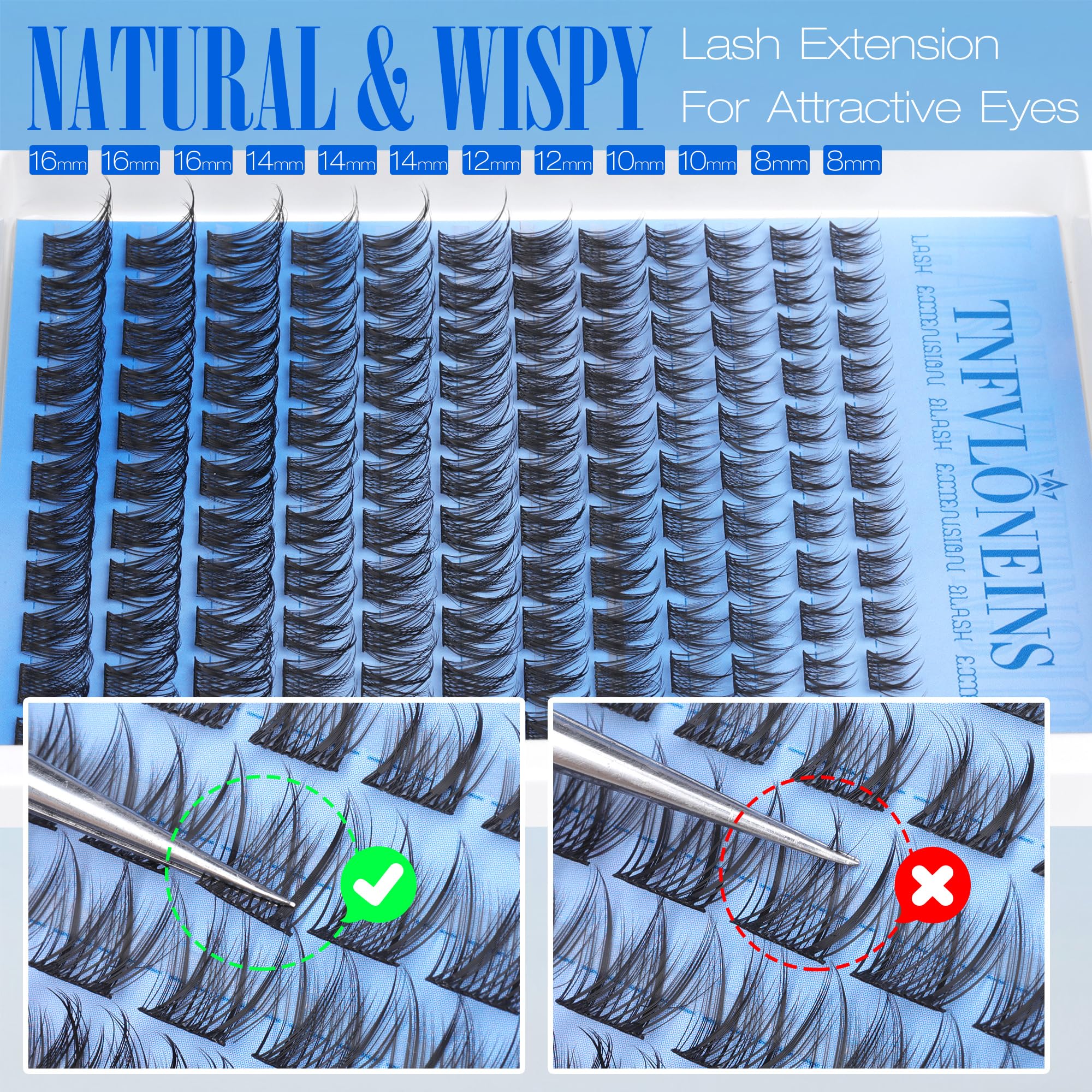 TNFVLONEINS natural-look lashes, ultra-fine fibers for lightweight comfort.