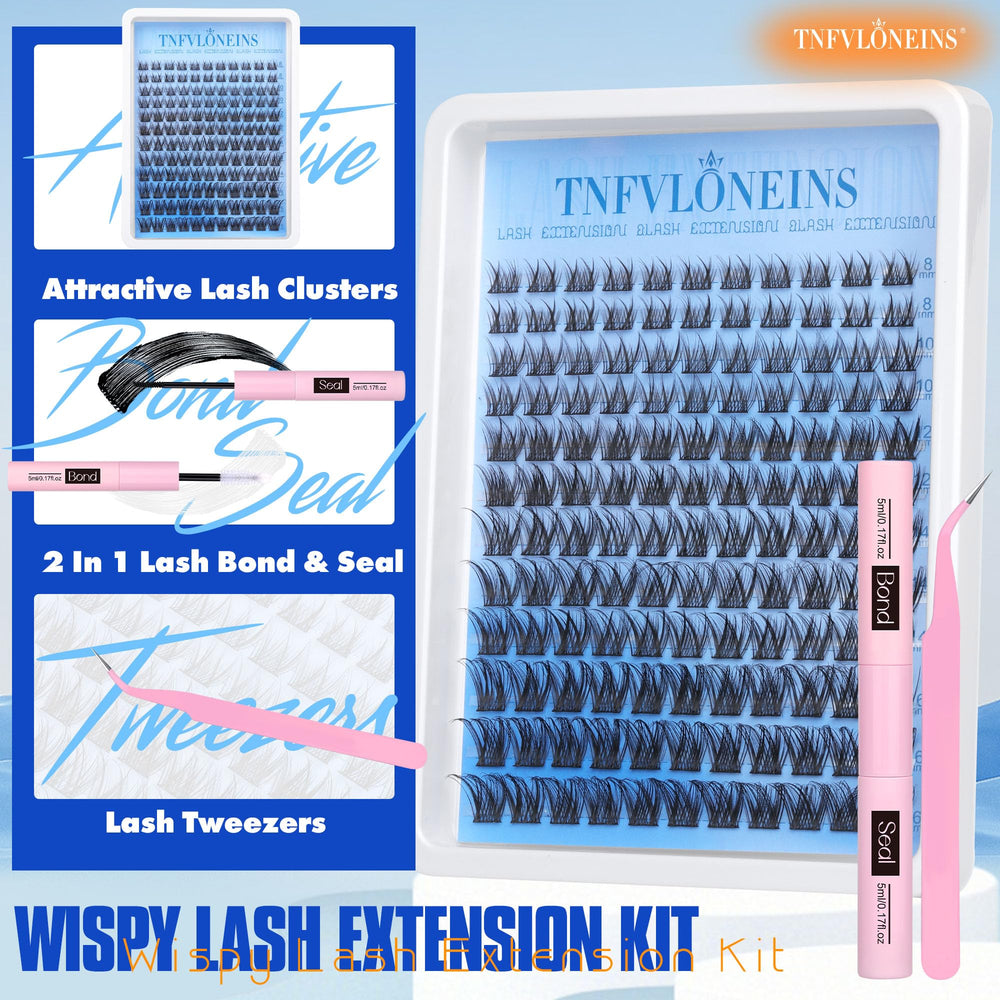 TNFVLONEINS wispy lash clusters close-up, natural feather-like volume for everyday looks.