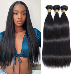 TNICE straight bundles 16-inch Brazilian virgin hair for natural blend and fullness.