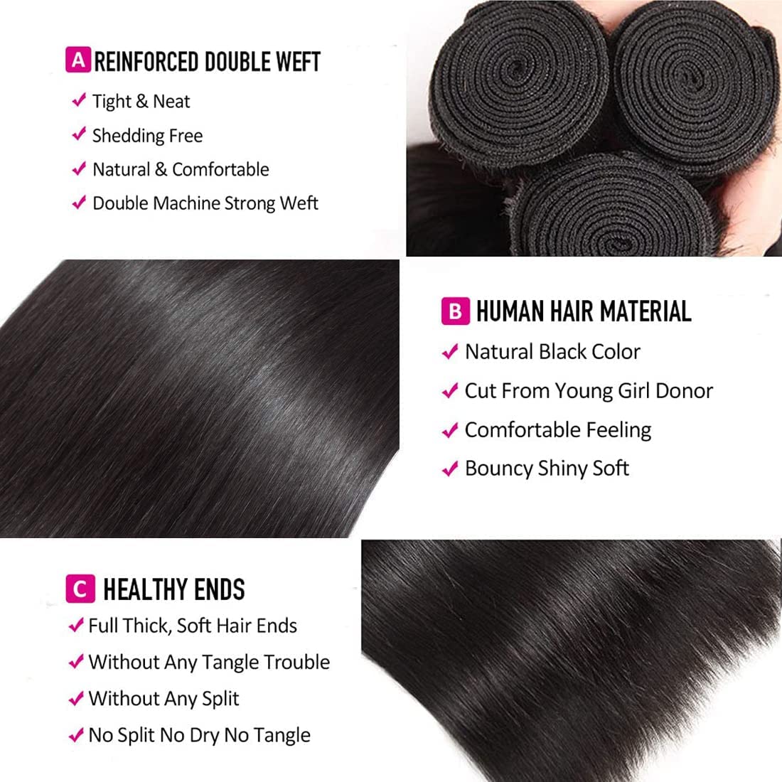 TNICE natural-color close-up shows Remy virgin hair with healthy shine.