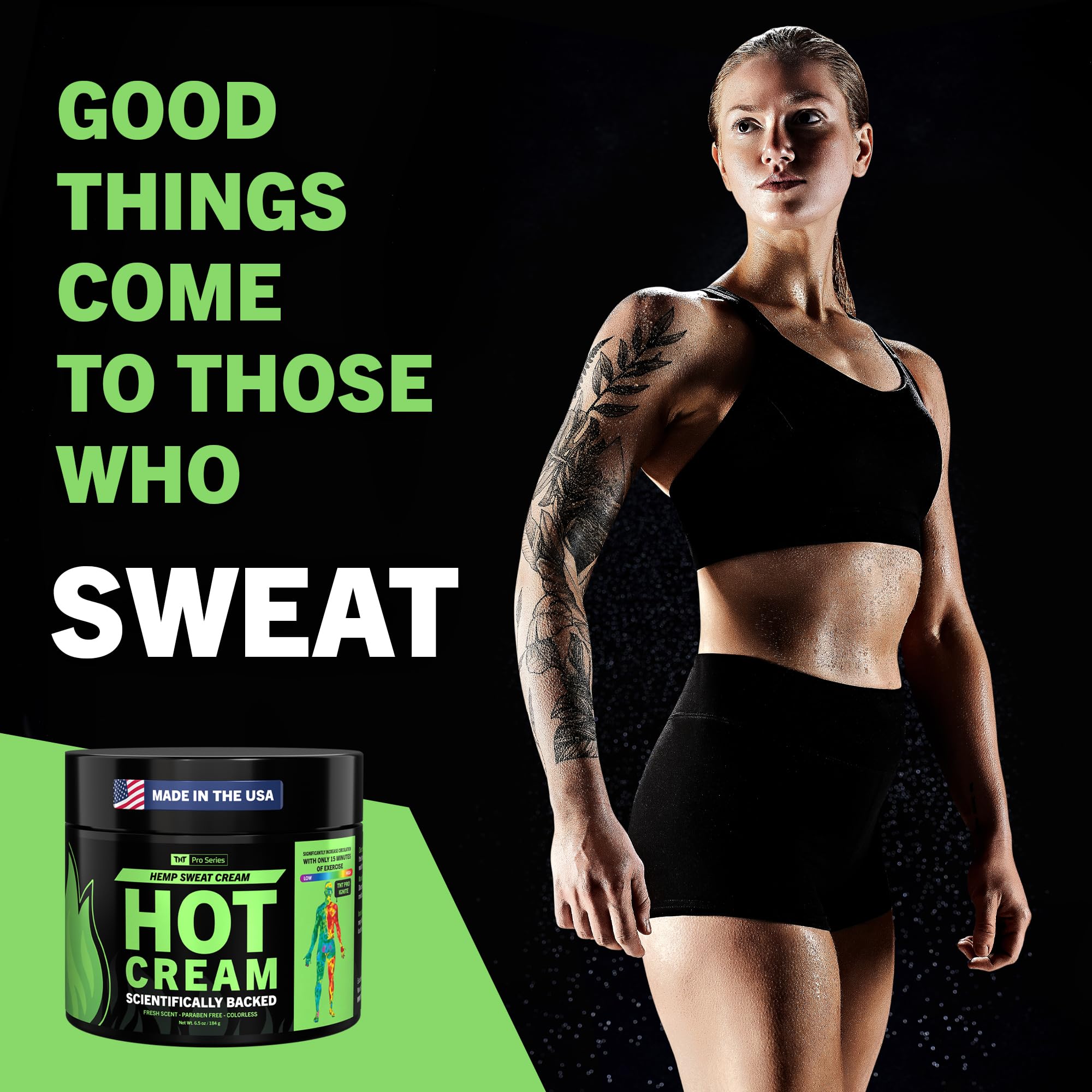 TNT Pro Ignite Sweat Cream heat-action—warming effect to support intense pre-workout warmups