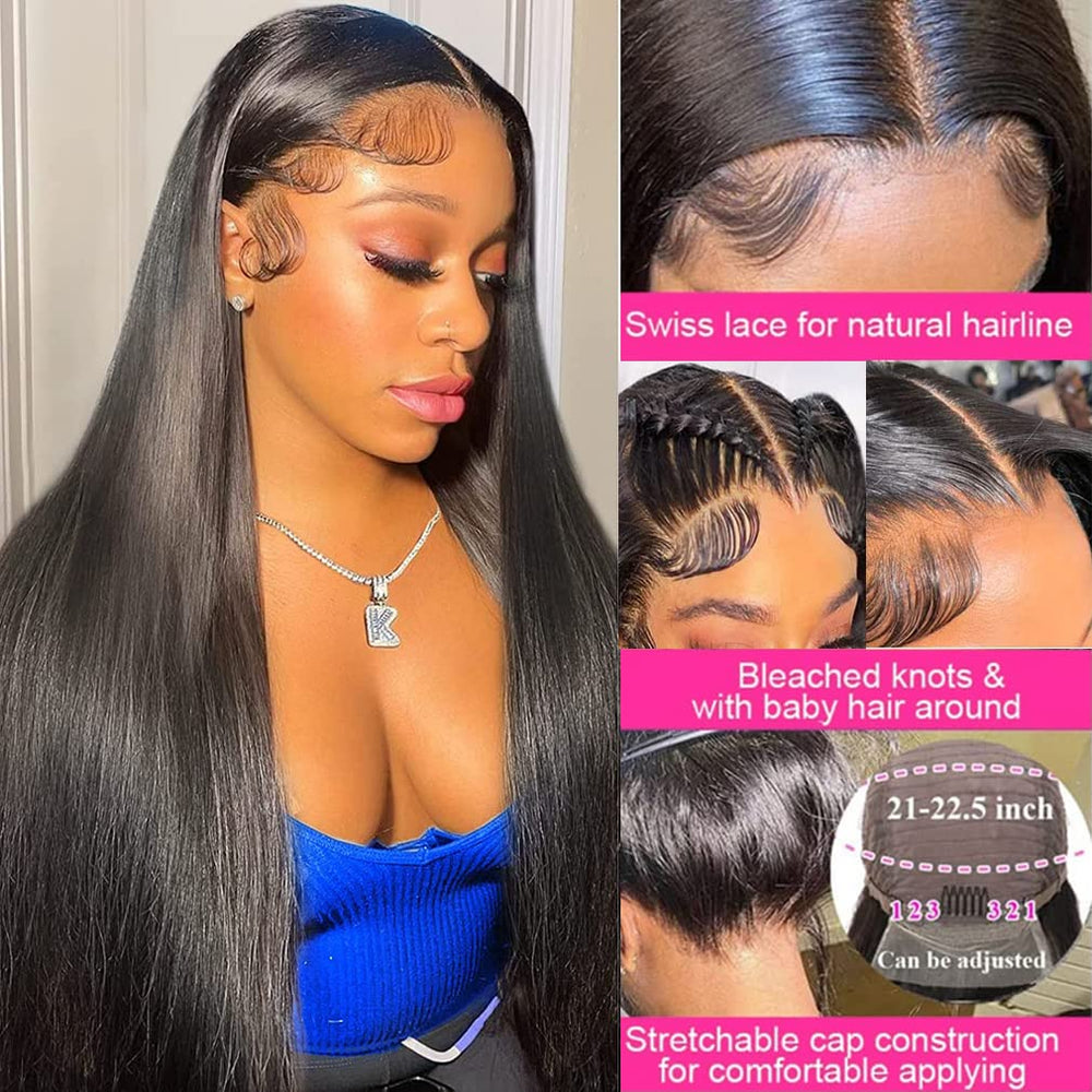 tobasew 200-density straight human hair wig offers full, voluminous look