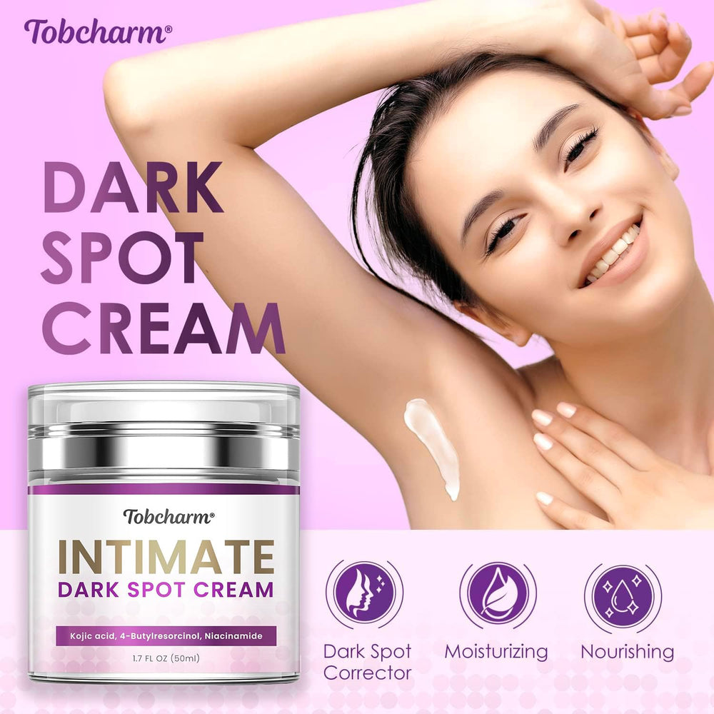 Tobcharm dark-spot cream inner-thigh application showing targeted correction and smooth results.