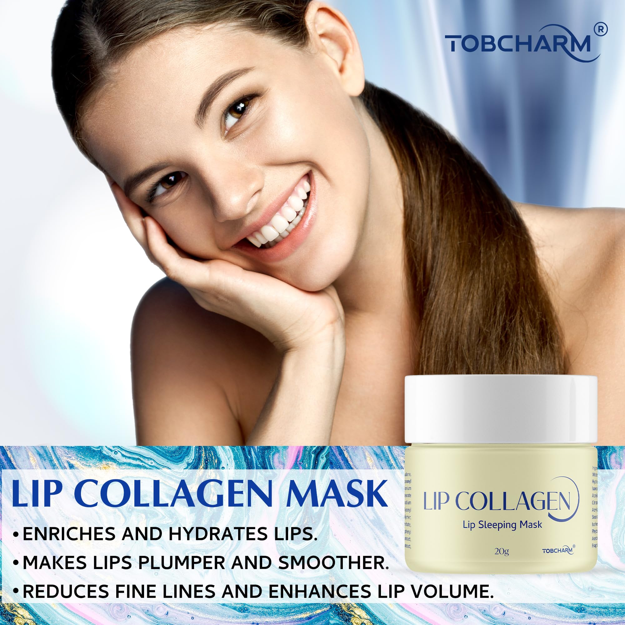 Tobcharm lip mask application spread highlights creamy texture for nightly repair