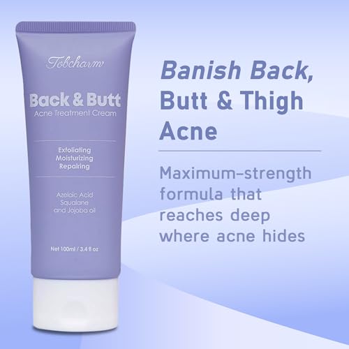 Tobcharm thigh acne prevention cream application close-up for smoother skin.