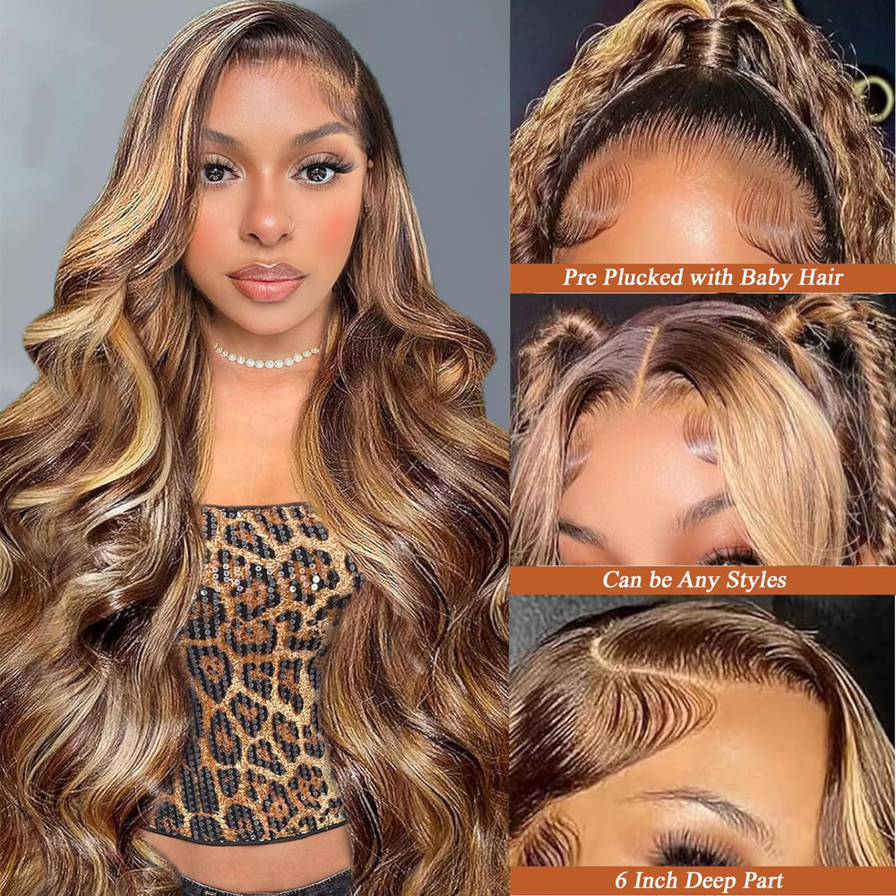 Tobeallo honey blonde wig side view shows dimensional ombre for versatile styling