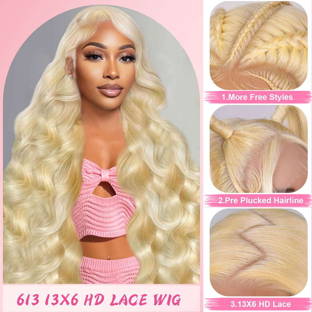 Tobeaper 613 lace-front wig HD lace close-up shows seamless skin blend