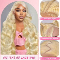 Tobeaper 613 lace-front wig HD lace close-up shows seamless skin blend