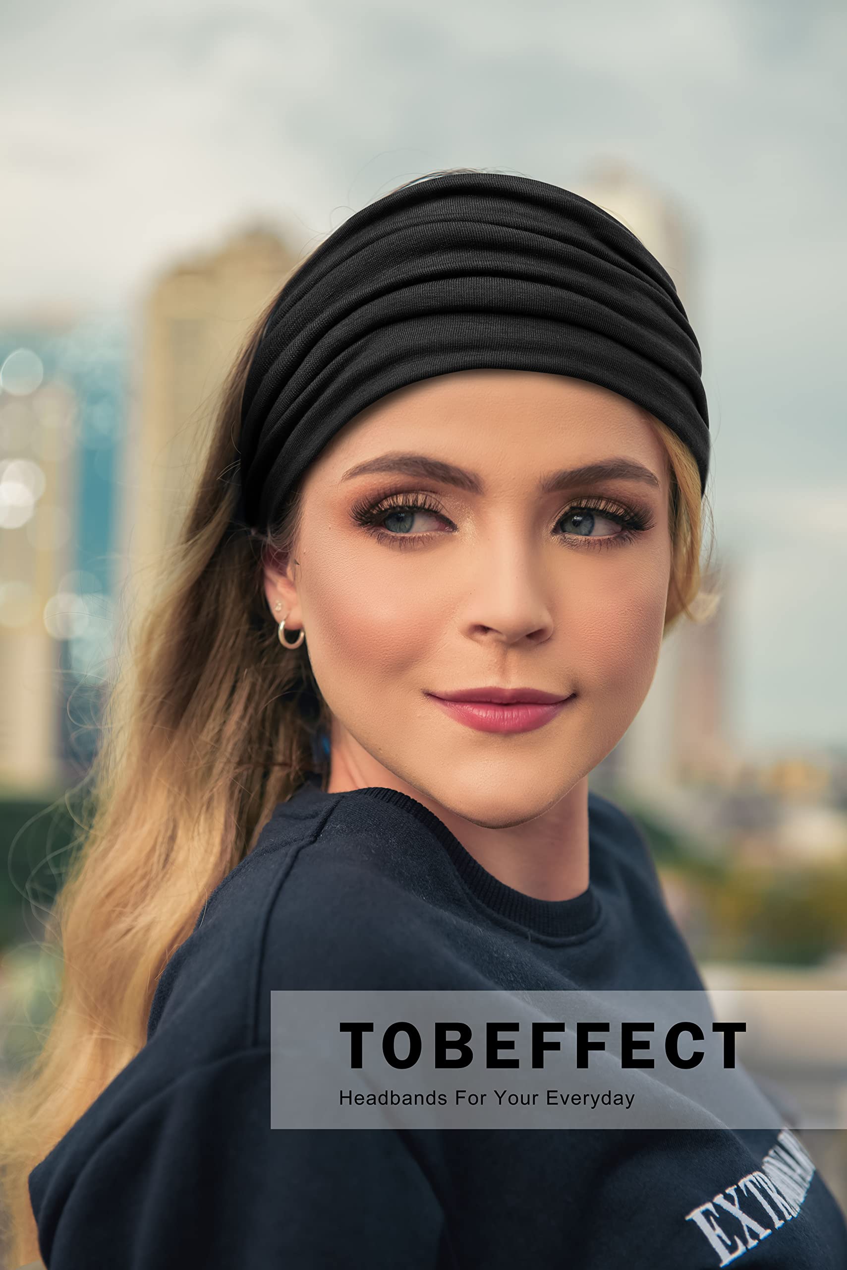 Tobeffect 6-pack of black headbands offering versatile daily styling options.