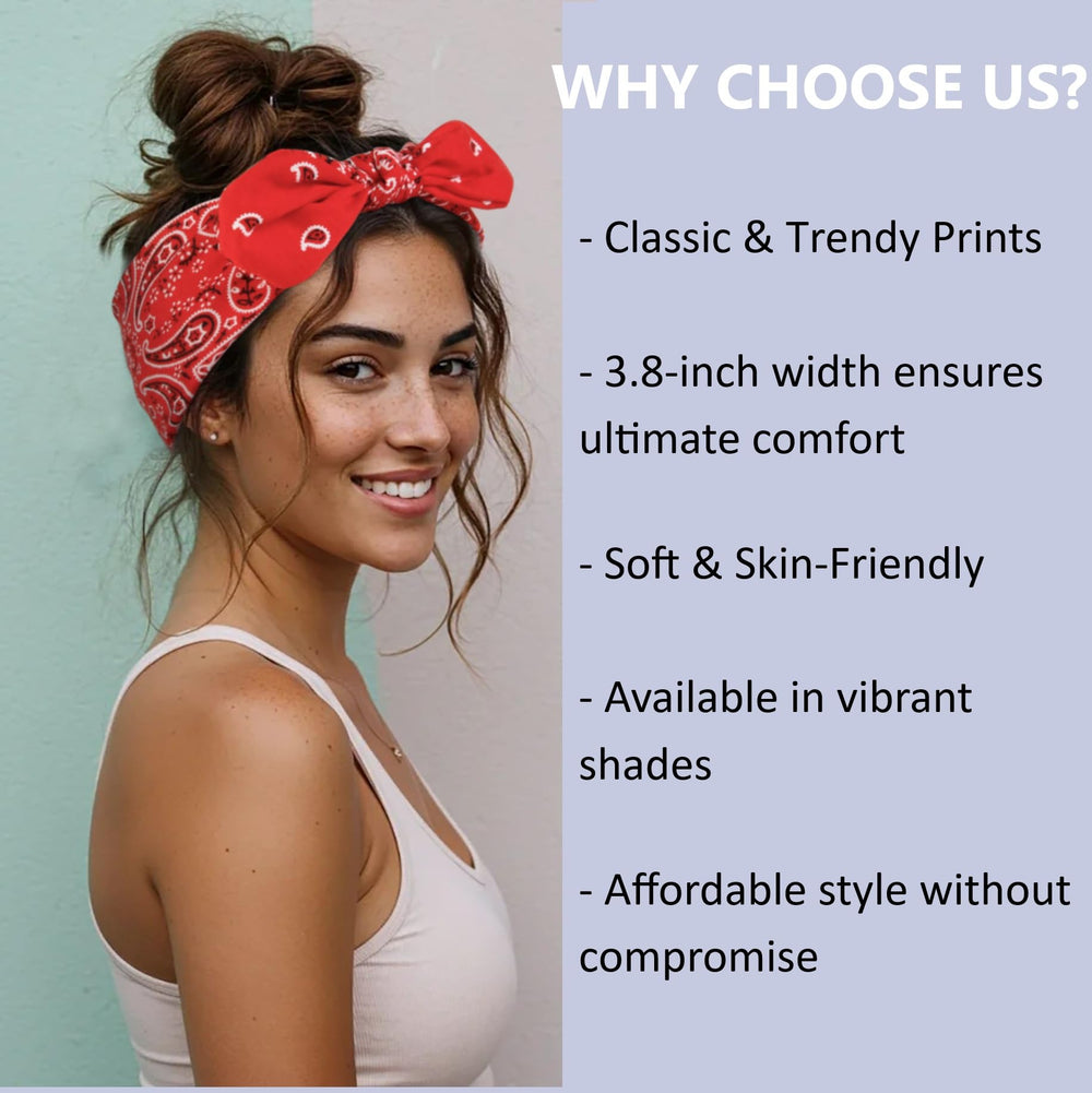 Tobeffect bandana headband paisley burgundy bow adds vintage flair to daily outfits.