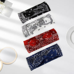 Tobeffect bandana headband paisley red bow pairs with casual and dressy looks.