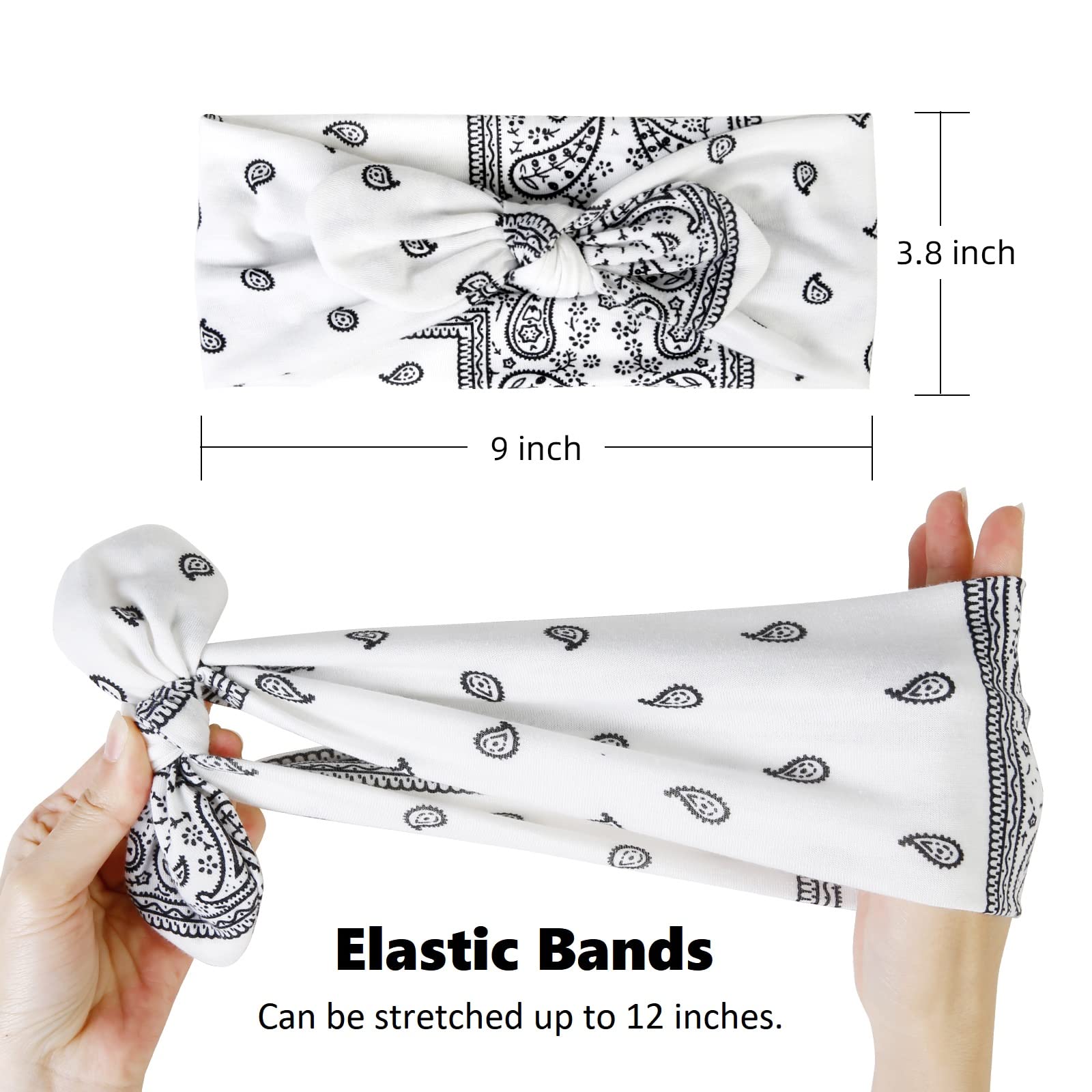 Tobeffect bandana headband paisley sky-blue bow stays in place during yoga and workouts.