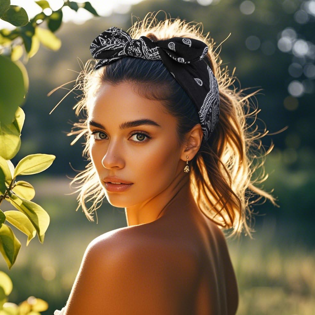Tobeffect bandana headband paisley bow option enables quick, two-look styling with detachable bow.